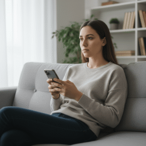 Moment of forgetting why the phone was picked up